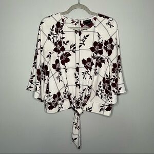 Women’s Liz Claiborne purple floral tie front blouse size small S